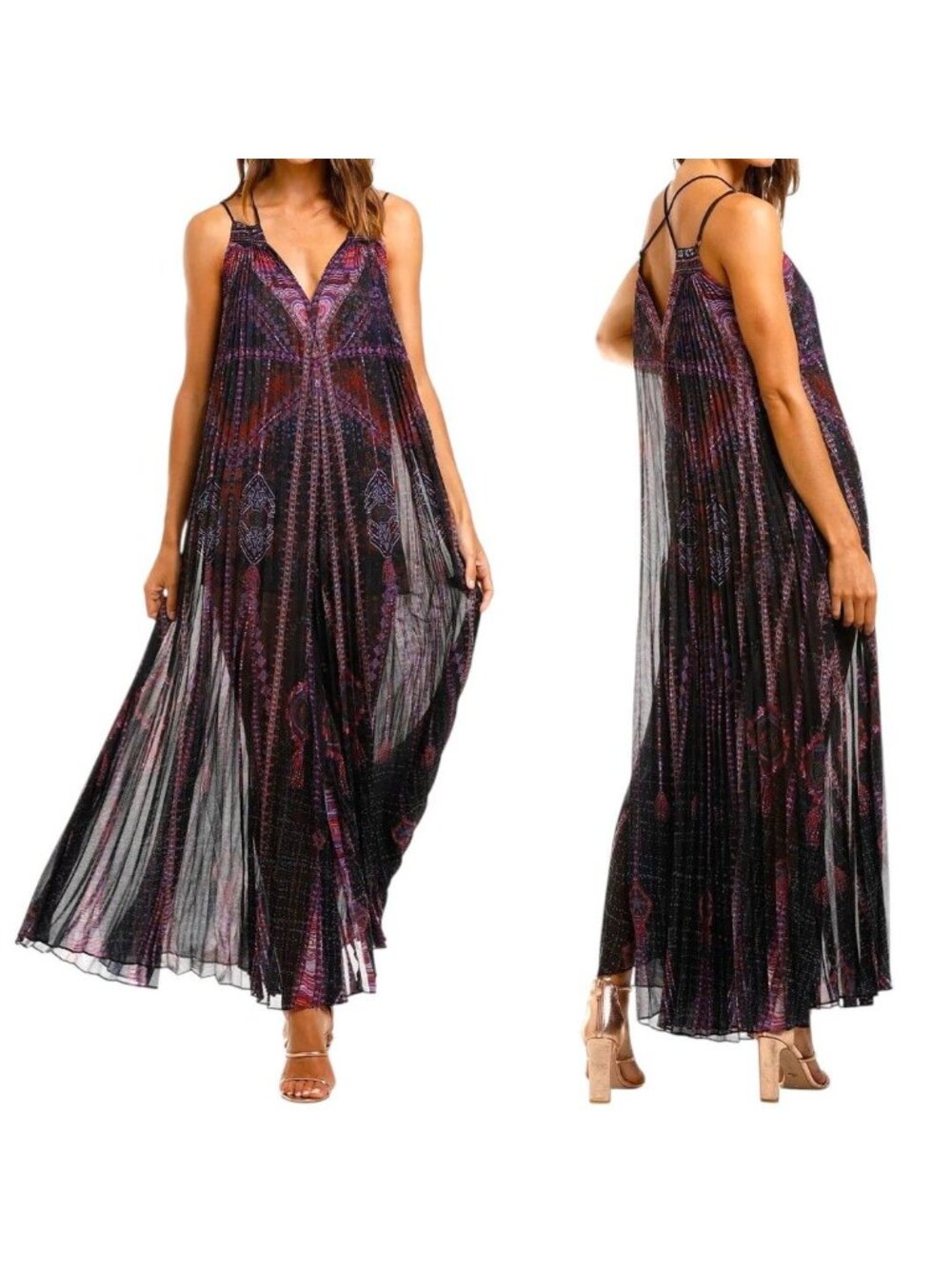 CAMILLA Mina Mina Pleated Jumpsuit With Yoke XS/S Crystal Embellished w/ Pockets